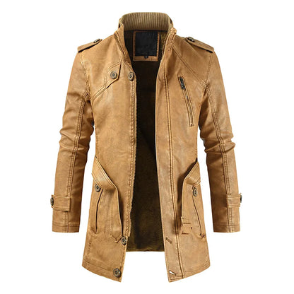 Vintage Premium Leather Long Coat