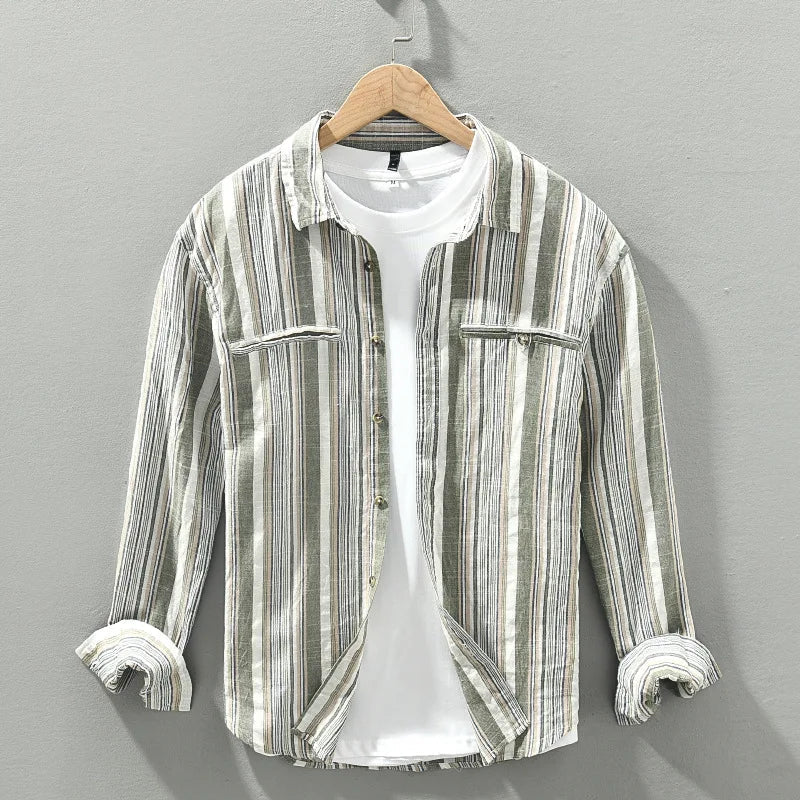 Cotton Linen Striped Shirt