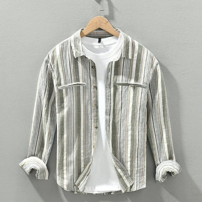 Cotton Linen Striped Shirt
