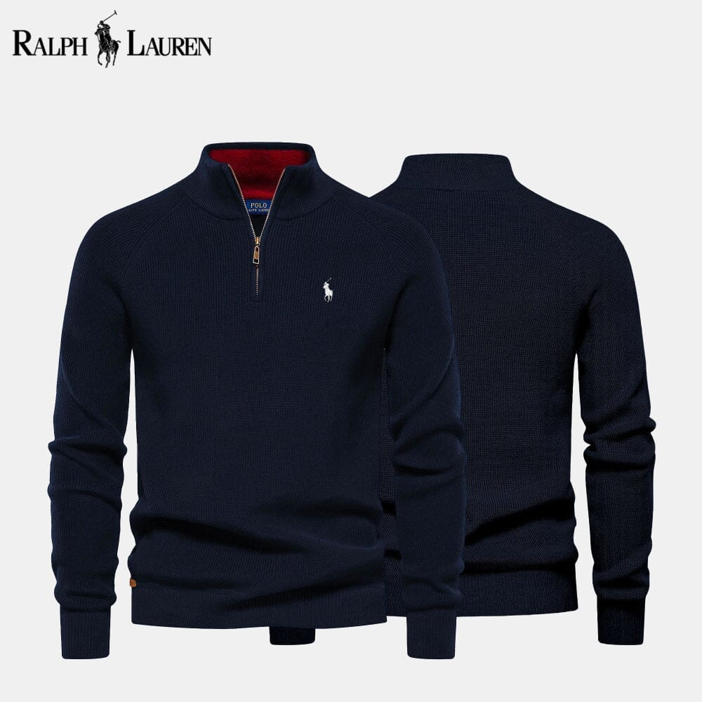 RL Zip Cable-Knit Wool Knit Sweater